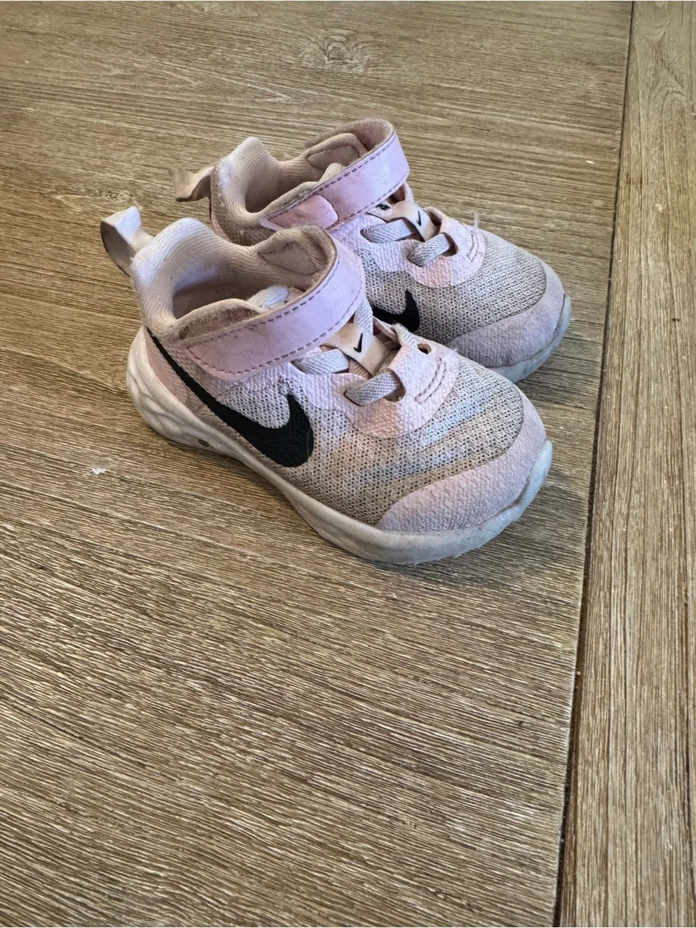 Nike Kids Pink and Black Velcro Athletic Sneakers